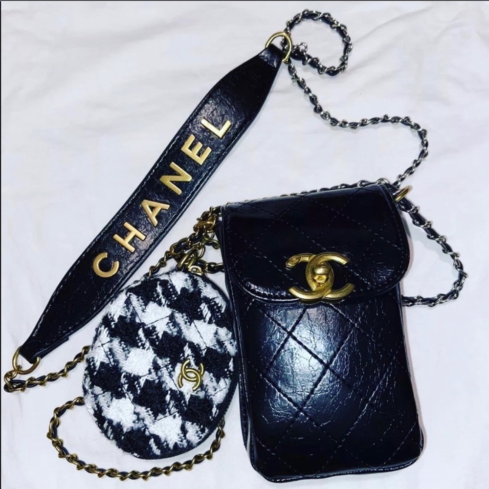 Chanel Black and White Quilted Cosmetic Duo